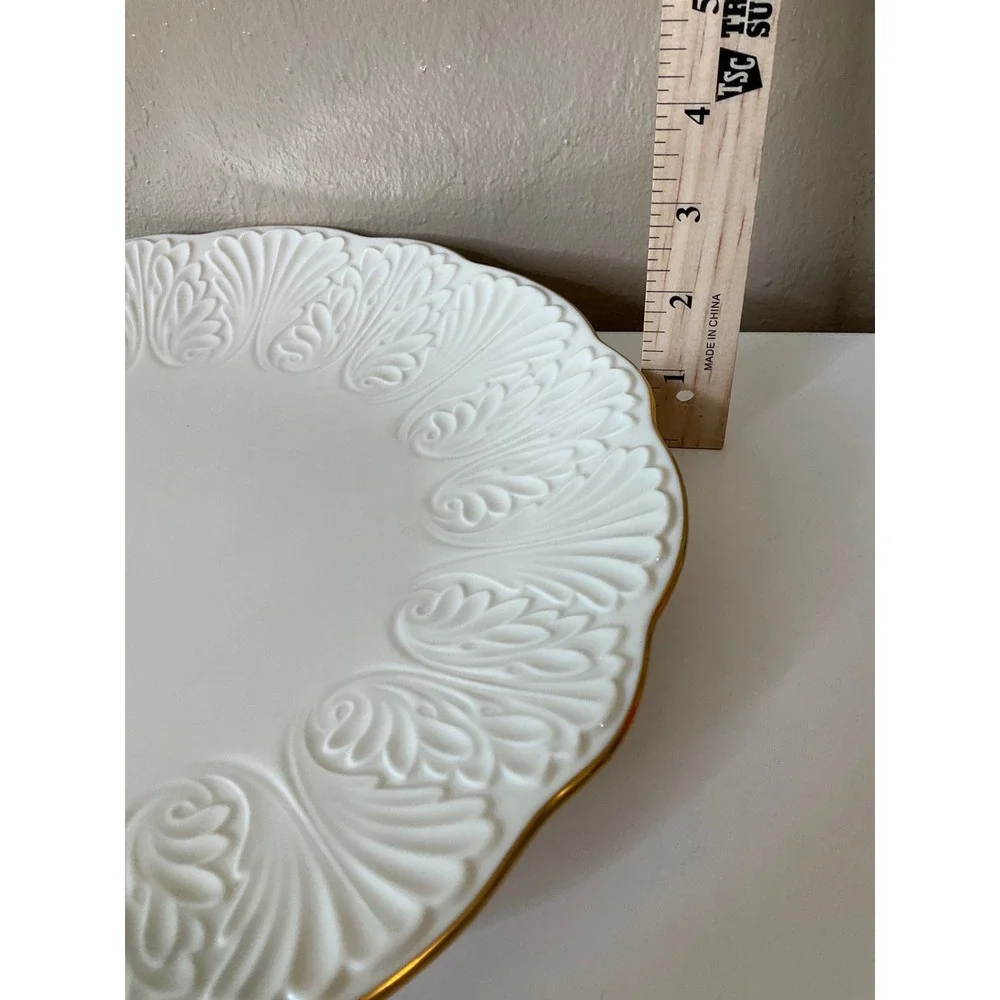 Lenox Wildwood Bone China Serving Platter 24K Gold‎ Trim Embossed USA Luxury 13